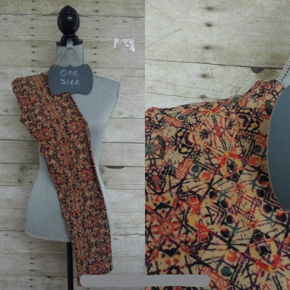NWT OS One Size LuLaRoe Legging - Muted Neutrals Print